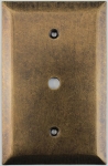 Jumbo Stamped Aged Antique Brass One Gang Cable TV Wall Plate