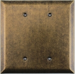 Jumbo Stamped Aged Antique Brass Two Gang Blank Wall Plate
