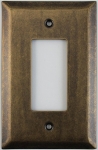 Jumbo Stamped Aged Antique Brass One Gang GFI/Rocker Switch Wall Plate