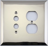 Jumbo Stamped Polished Nickel Two Gang Combo Wall Plate - One Push Button One Duplex