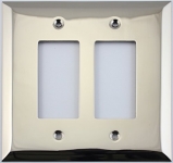 Jumbo Stamped Polished Nickel Two Gang GFI/Rocker Switch Wall Plate