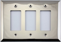 Jumbo Stamped Polished Nickel Three Gang GFI/Rocker Switch Wall Plate