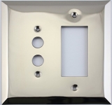 Jumbo Stamped Polished Nickel Two Gang Combo Wall Plate - One Push Button One GFI