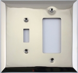 Jumbo Stamped Polished Nickel Two Gang Combo Wall Plate - One Toggle One GFI