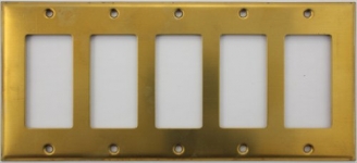 Raw Brass 5 Gang GFI/Rocker Switch Plate