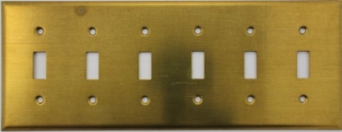 Raw Brass 6 Gang Toggle Light Switch Plate