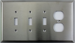Jumbo Satin Stainless Steel 4 Gang Combo Wall Plate - 3 Toggle 1 Duplex