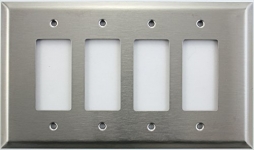 Jumbo Satin Stainless Steel Four Gang GFI/Rocker Switch Plate