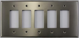 Jumbo Satin Stainless Steel 5 Gang GFCI/Rocker Wall Plate