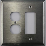 Jumbo Satin Stainless Steel 2 Gang Combo Wall Plate - 1 Duplex 1 GFCI/Rocker