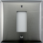 Jumbo Satin Stainless Steel Two Gang One GFI/Rocker Switch Plate