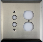 Jumbo Stamped Two Gang Combo Wall Plate - One Push Button One Duplex