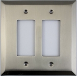 Jumbo Stamped Satin Nickel Two Gang GFI/Rocker Opening Wall Plate