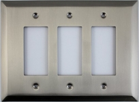 Jumbo Stamped Satin Nickel Three Gang GFI/Rocker Opening Wall Plate