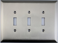 Jumbo Stamped Satin Nickel Three Gang Toggle Light Switch Wall Plate