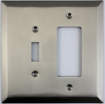 Jumbo Stamped Two Gang Combo Wall Plate - One Toggle One GFI