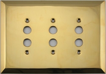 Jumbo Stamped Unlacquered Brass Three Gang Push Button Light Switch Wall Plate