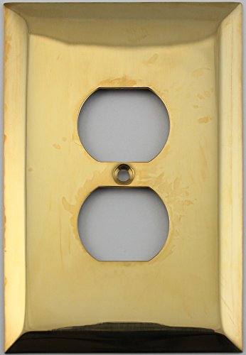 6-Pack Antique Brass Outlet Covers - Duplex Wall Plate Covers With Pearl Design, Metal Construction