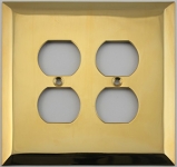 Jumbo Stamped Unlacquered Brass Two Gang Duplex Electrical Outlet Wall Plate