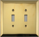 Jumbo Stamped Unlacquered Brass Two Gang Toggle Light Switch Wall Plate