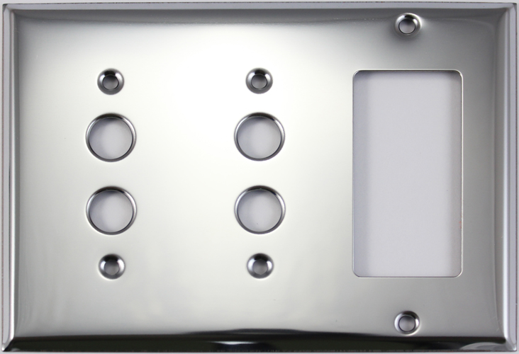 Polished Chrome 2 Gang Wall Plate - GFI/Rocker Opening Cover 4.5x4.5 Inch