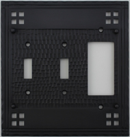 Arts & Crafts Oil Rubbed Bronze Three Gang Combo Switch Plate - Two ...